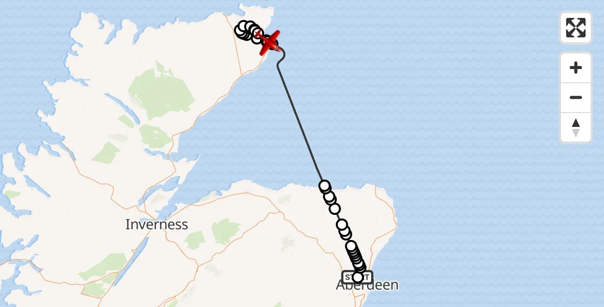 Flight route map: Air Ambulance Aircraft to Wick John O'Groats Airport, Wick John O'Groats Airport