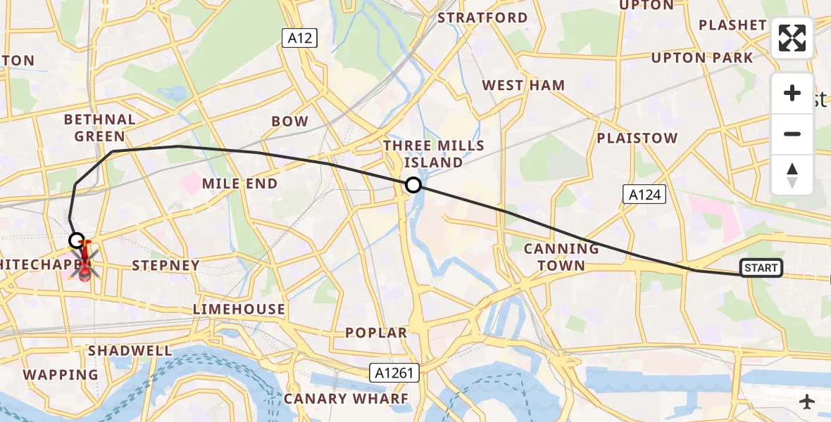 Routekaart van de vlucht: Air Ambulance Helicopter to Royal London Hospital, Royal London Hospital
