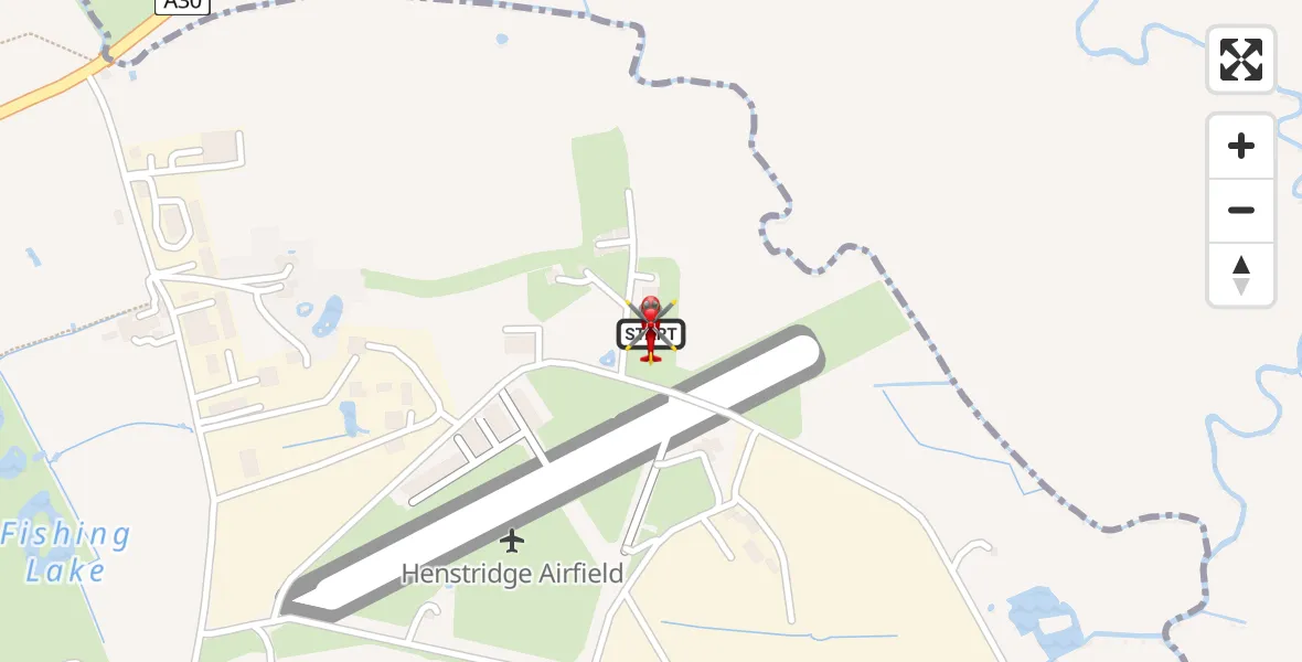 Flight route map: Air Ambulance Helicopter to Henstridge Airfield, Henstridge Airfield