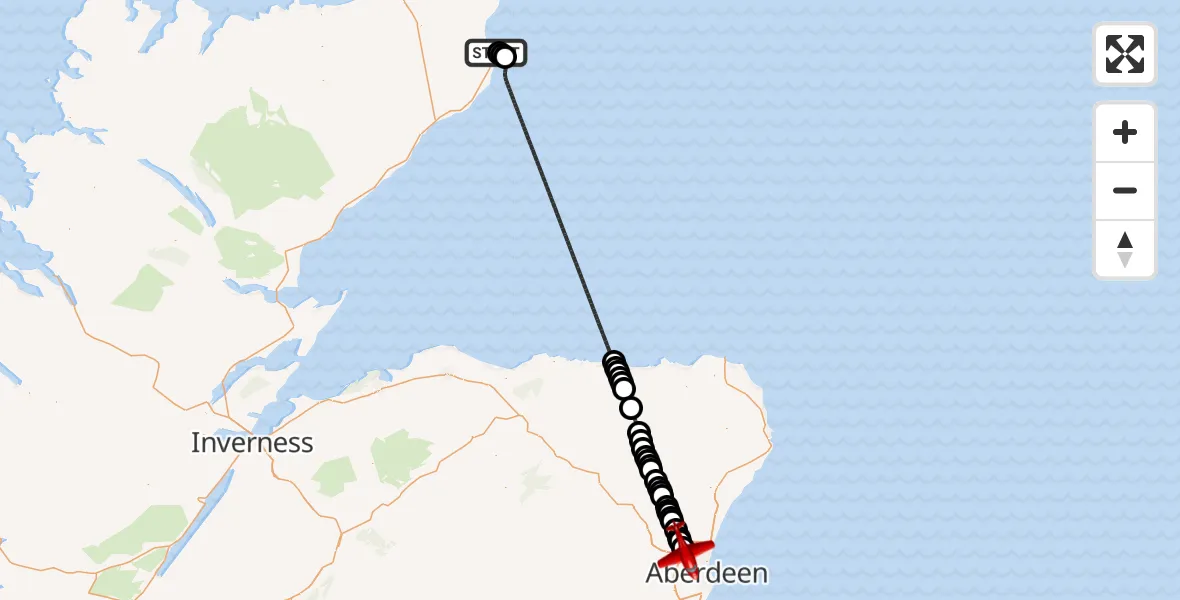 Flight route map: Air Ambulance Aircraft to Aberdeen International Airport, Aberdeen International Airport
