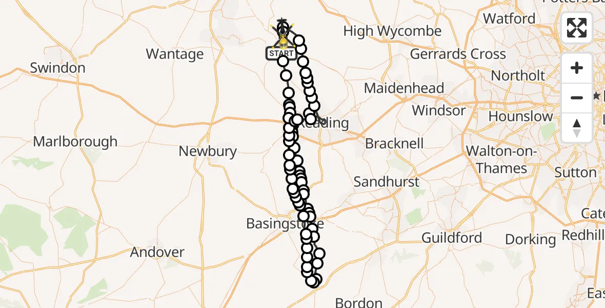 Routekaart van de vlucht: Police Helicopter to Benson, Brook Street