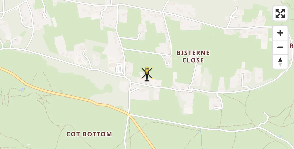 Flight route map: Police Helicopter to Burley, Bisterne Close