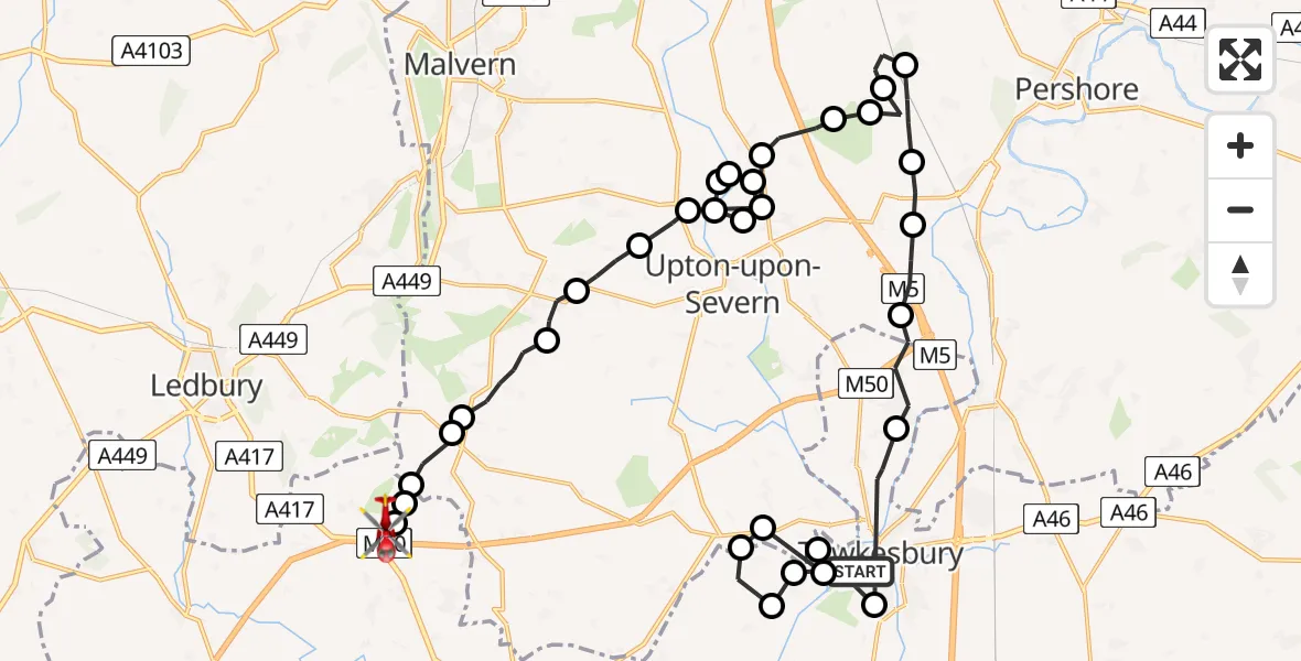 Routekaart van de vlucht: Air Ambulance Helicopter to Berrow Airstrip, Berrow Airstrip