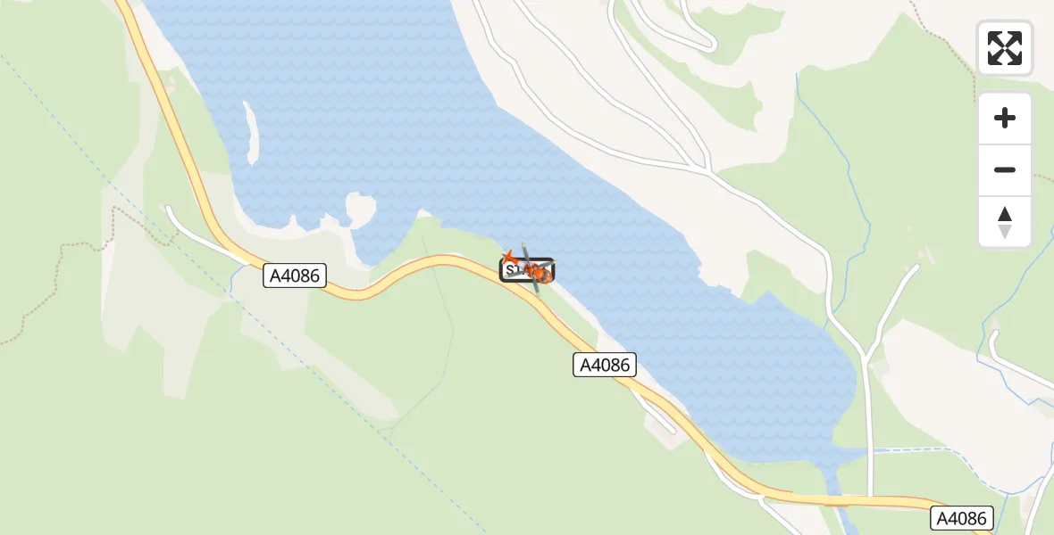 Flight path map showing Coastguard Helicopter route from Llanberis to Llanberis