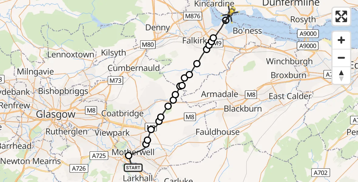 Routekaart van de vlucht: Police Helicopter to Kincardine, Kincardine