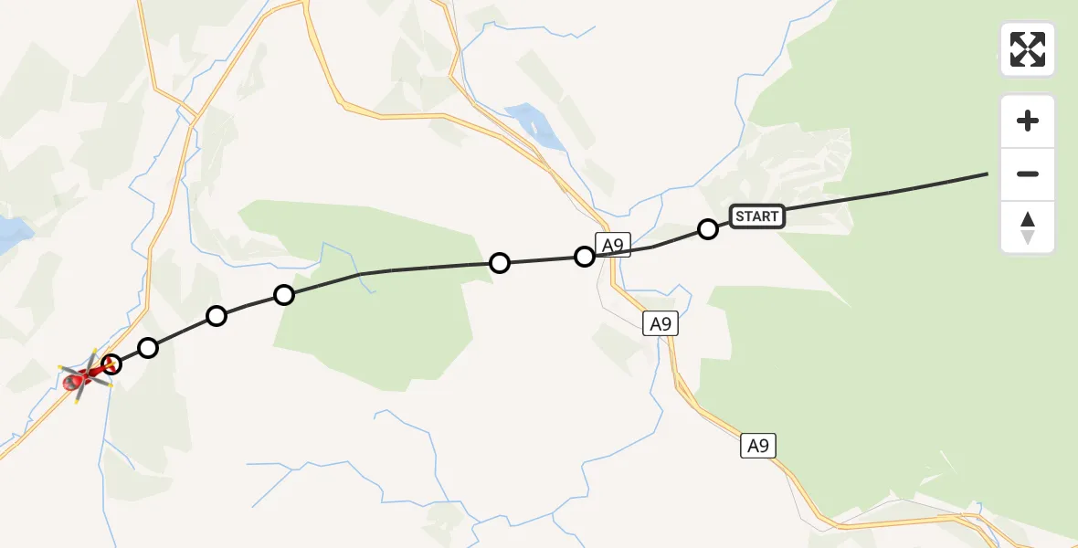 Routekaart van de vlucht: Air Ambulance Helicopter to Brinmore, B851