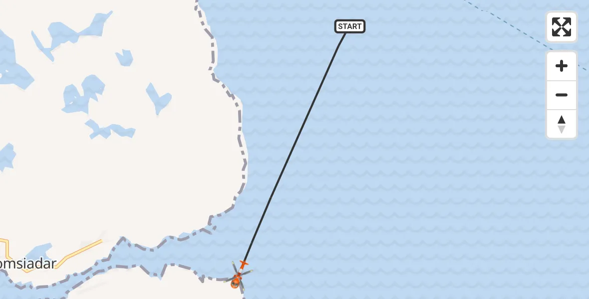 Flight route map: Coastguard Helicopter to Inner Seas, Inner Seas