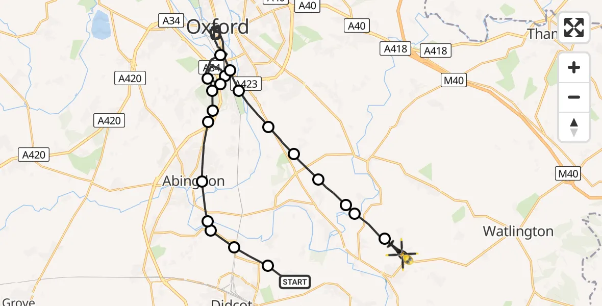 Routekaart van de vlucht: Police Helicopter to Berrick Salome, Berrick Salome