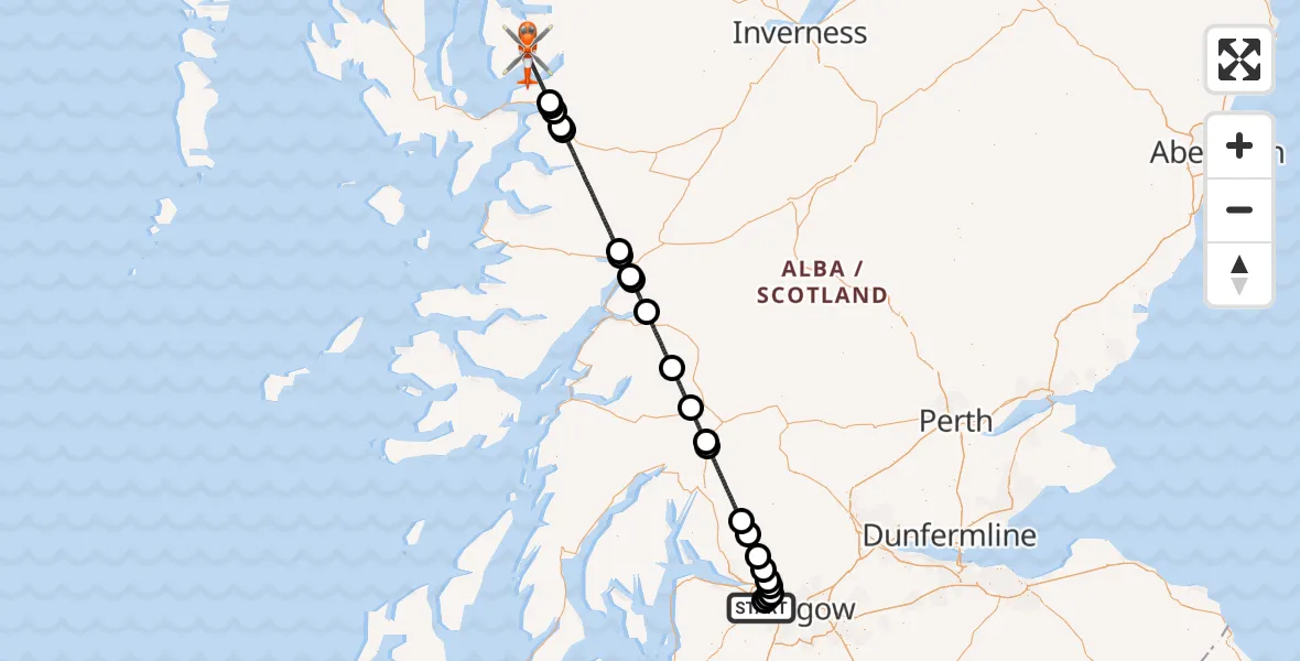 Routekaart van de vlucht: Coastguard Helicopter to Dornie, Glasgow Airport