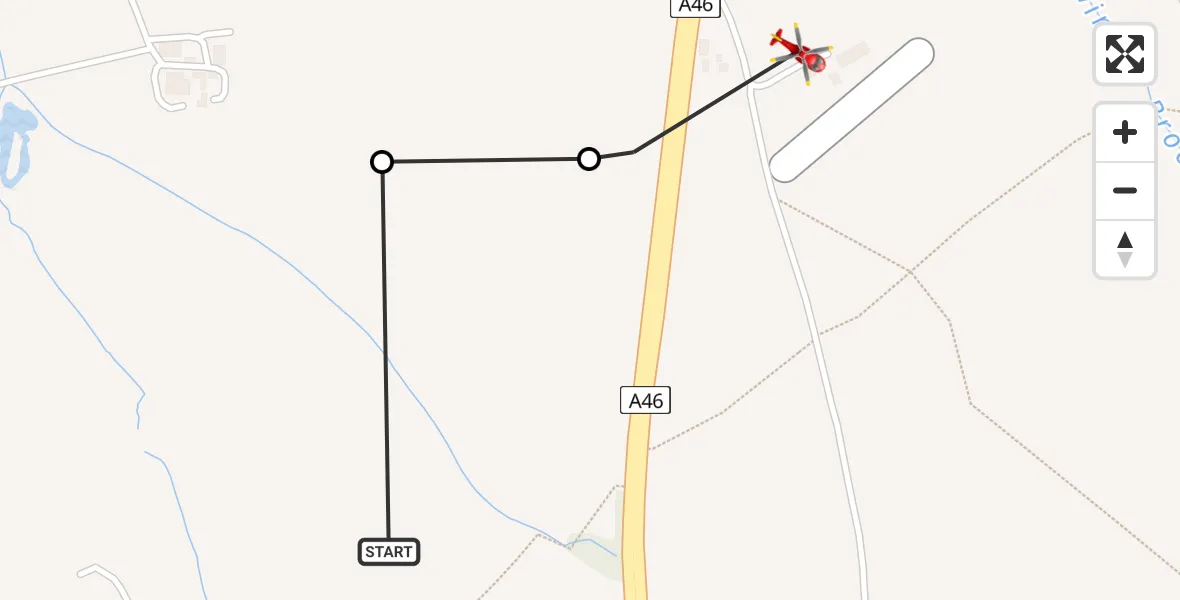 Flight route map: Air Ambulance Helicopter to Nottingham Heliport, Nottingham Heliport