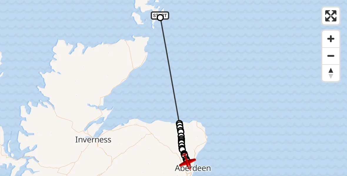 Routekaart van de vlucht: Air Ambulance Aircraft to Aberdeen City, Pitmedden Road