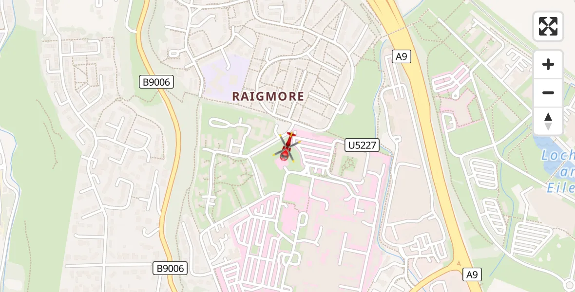 Routekaart van de vlucht: Air Ambulance Helicopter to Inverness, Ashton Road