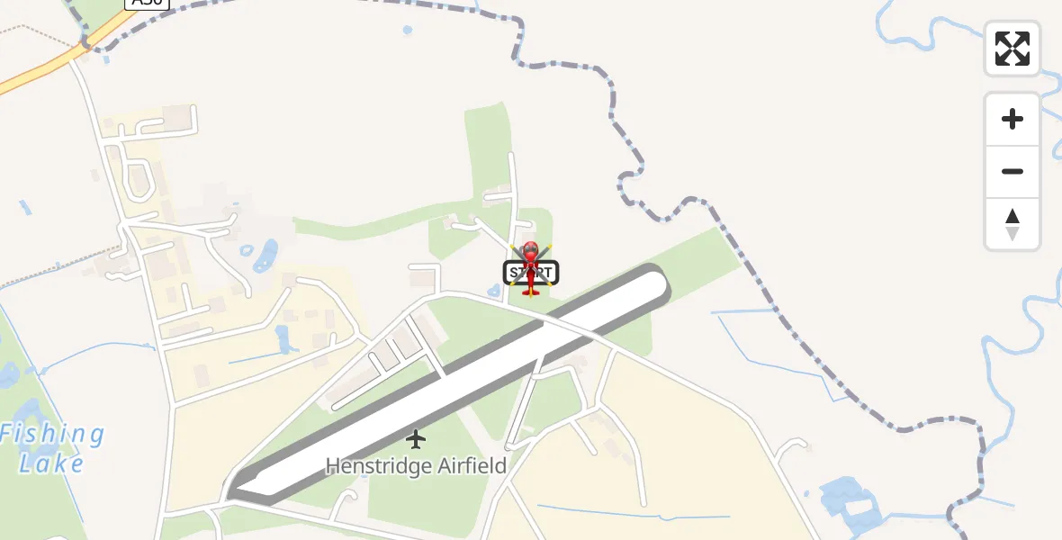 Flight route map: Air Ambulance Helicopter to Henstridge Airfield, Henstridge Airfield