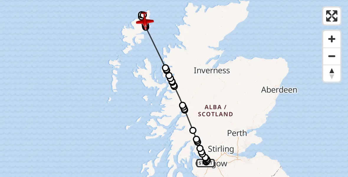 Routekaart van de vlucht: Air Ambulance Aircraft to Gabhsann bho Dheas, Glasgow Airport