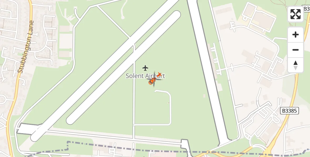 Flight route map: Coastguard Helicopter to Solent Airport, Solent Airport