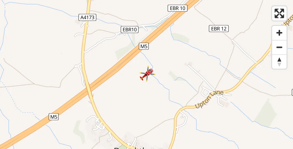 Routekaart van de vlucht: Air Ambulance Helicopter to Brookthorpe, M5