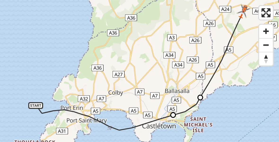 Routekaart van de vlucht: Coastguard Helicopter to Irish Sea, Irish Sea