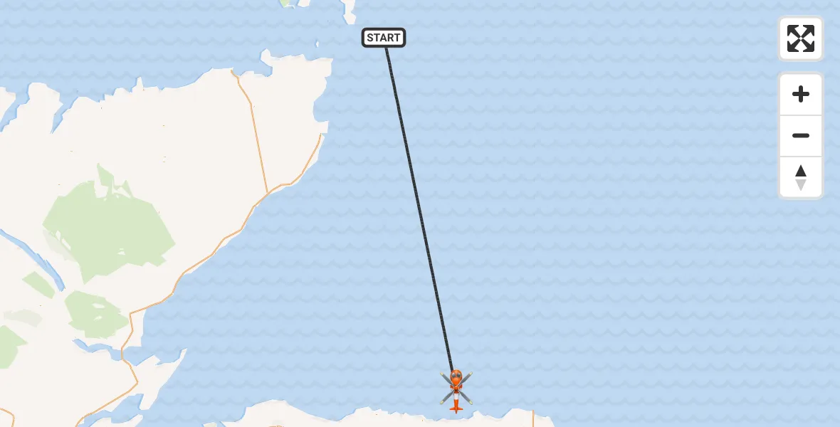 Flight route map: Coastguard Helicopter to North Sea, North Sea