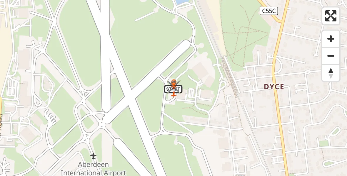 Flight route map: Coastguard Helicopter to Aberdeen International Airport, Aberdeen International Airport
