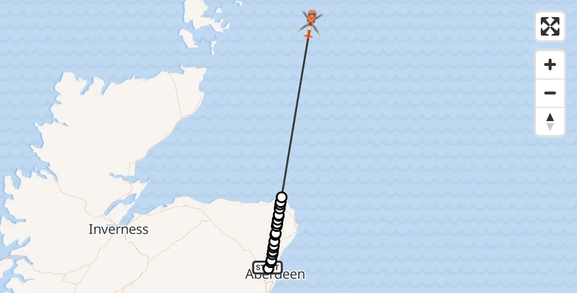 Routekaart van de vlucht: Coastguard Helicopter to North Sea, North Sea