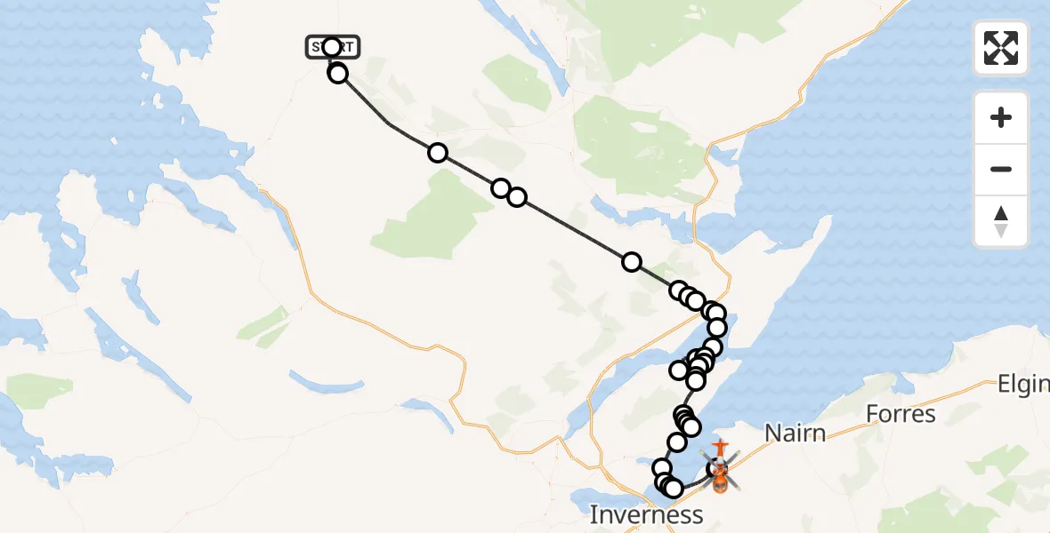 Routekaart van de vlucht: Coastguard Helicopter to Inverness Airport, Inverness Airport