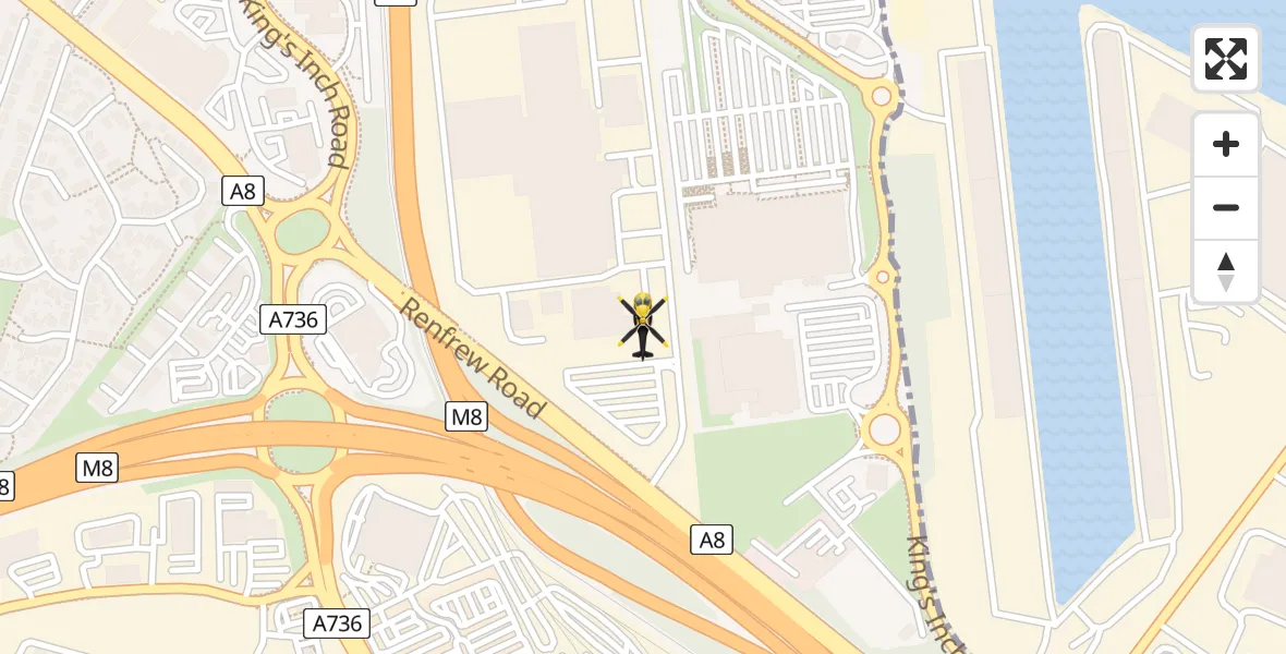 Flight route map: Police Helicopter to Renfrew, Renfrew Road