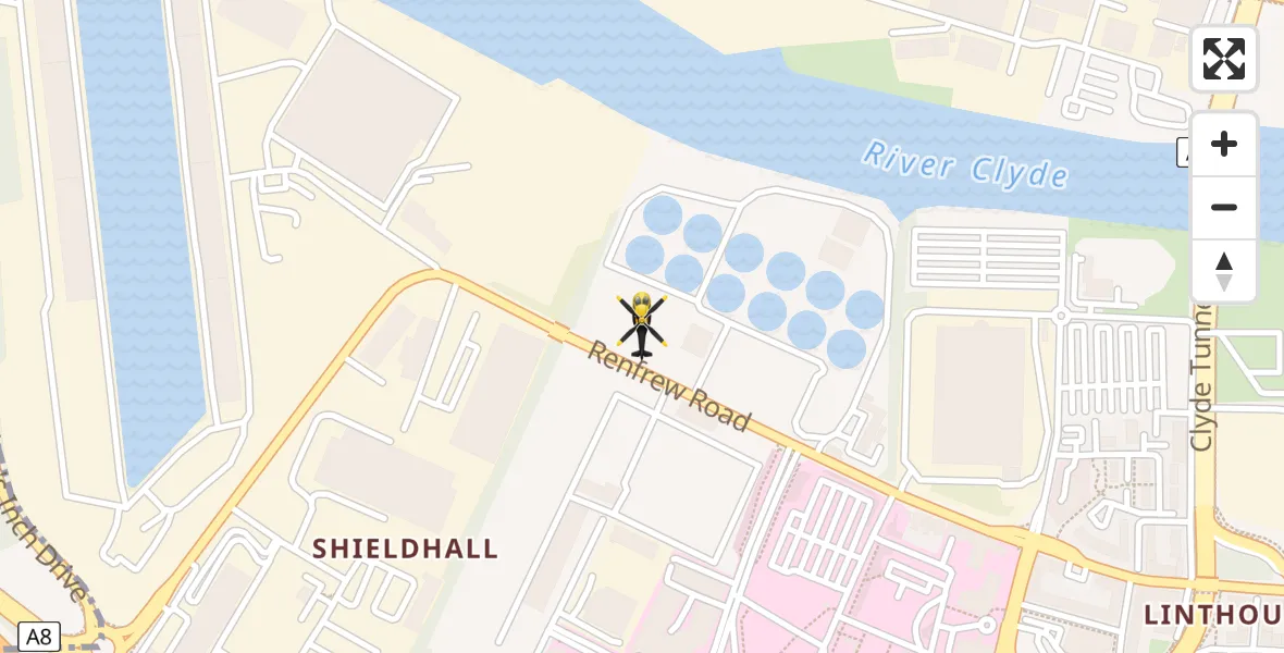 Routekaart van de vlucht: Police Helicopter to Glasgow, Renfrew Road
