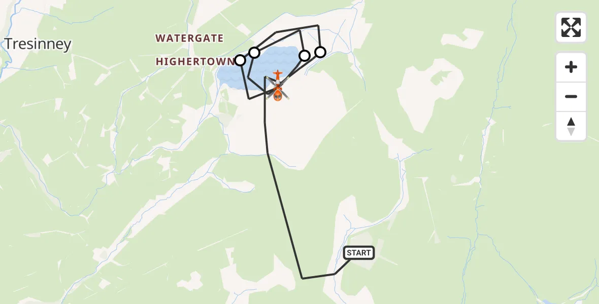Flight route map: Coastguard Helicopter to St. Breward, St. Breward
