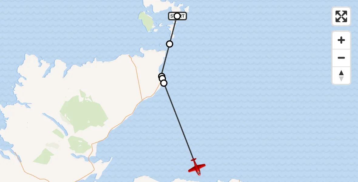 Routekaart van de vlucht: Air Ambulance Aircraft to North Sea, North Sea