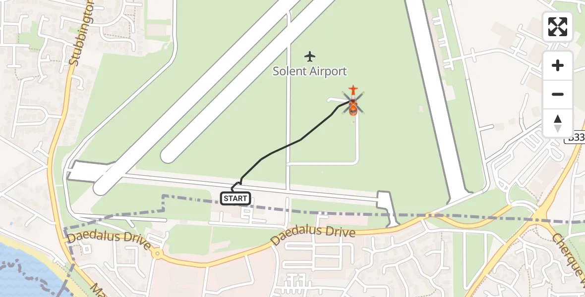 Flight route map: Coastguard Helicopter to Solent Airport, Solent Airport