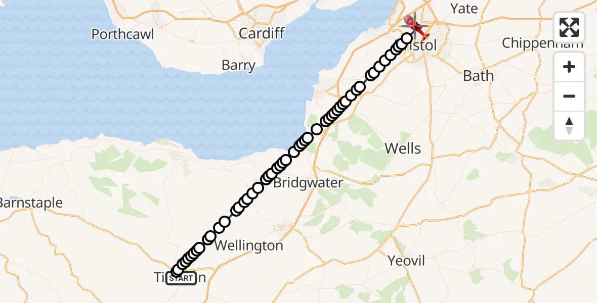 Routekaart van de vlucht: Air Ambulance Helicopter to Bristol, Southmead Road