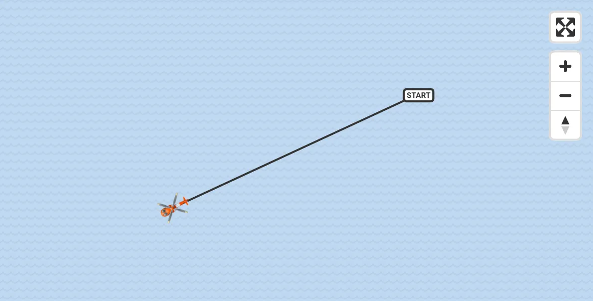 Flight path map showing Coastguard Helicopter route from English Channel to English Channel