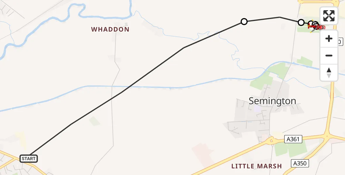 Routekaart van de vlucht: Air Ambulance Helicopter to Wiltshire Air Ambulance, Commerce Way