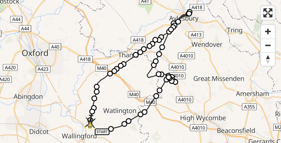 Flight route map: Police Helicopter to Benson, Brook Street