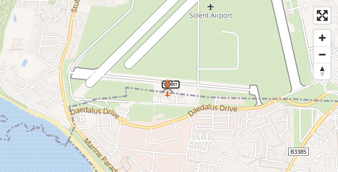 Flight route map: Coastguard Helicopter to Solent Airport, Solent Airport