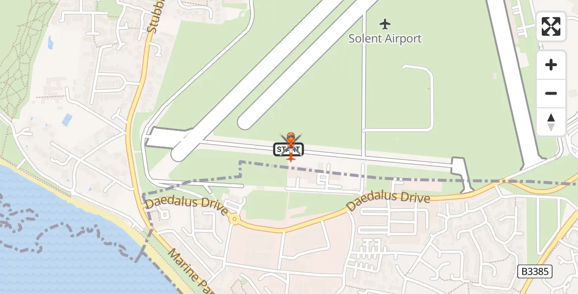 Flight route map: Coastguard Helicopter to Solent Airport, Solent Airport