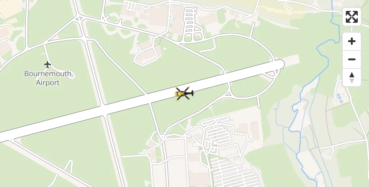Flight route map: Police Helicopter to Bournemouth Airport, Bournemouth Airport