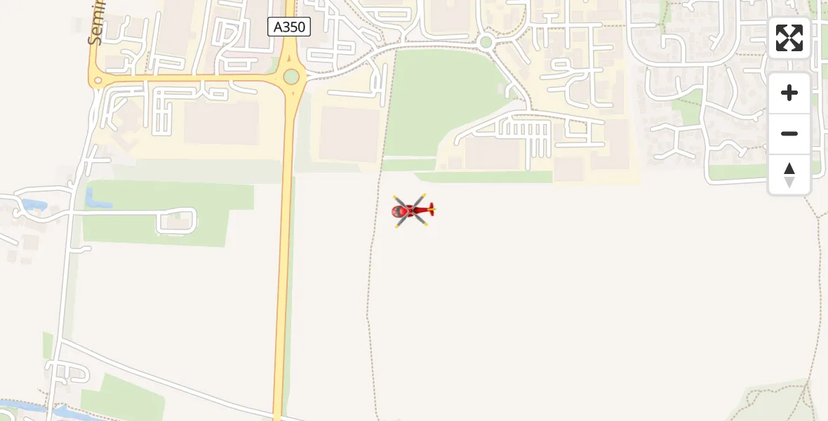 Flight route map: Air Ambulance Helicopter to Melksham, Swift Way