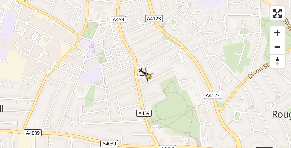 Routekaart van de vlucht: Police Helicopter to Goldthorn Park