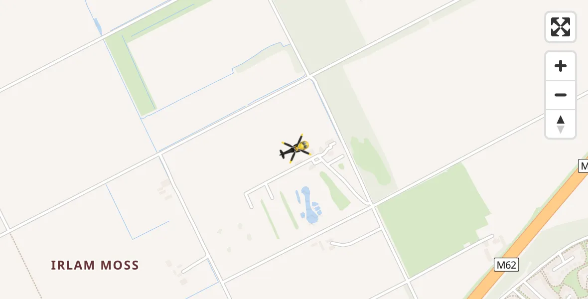 Flight route map: Police Helicopter to Irlam, Raspberry Lane