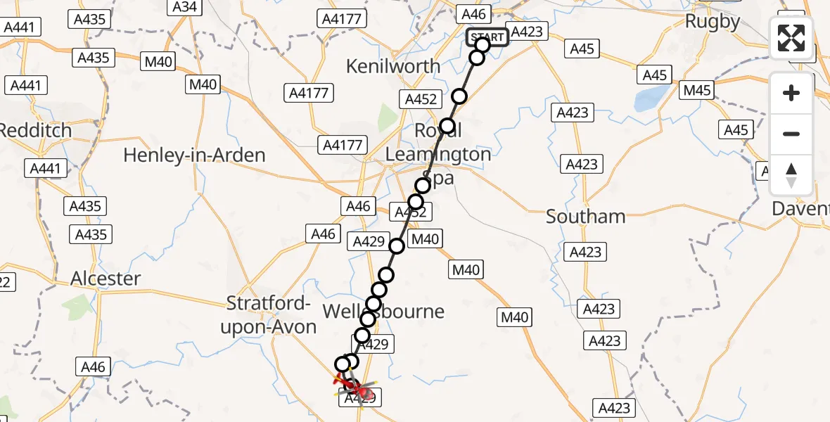 Routekaart van de vlucht: Air Ambulance Helicopter to Springfield Farm Airstrip, Springfield Farm Airstrip