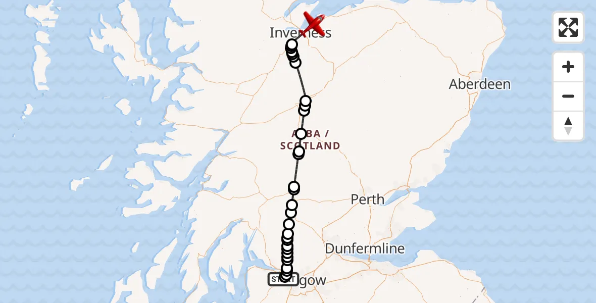 Flight route map: Air Ambulance Aircraft to Inverness, Inverness