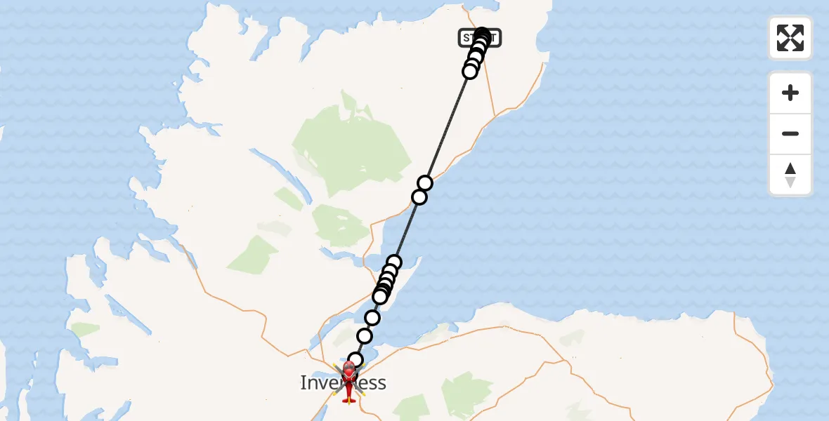 Routekaart van de vlucht: Air Ambulance Helicopter to Inverness, Raigmore Gardens