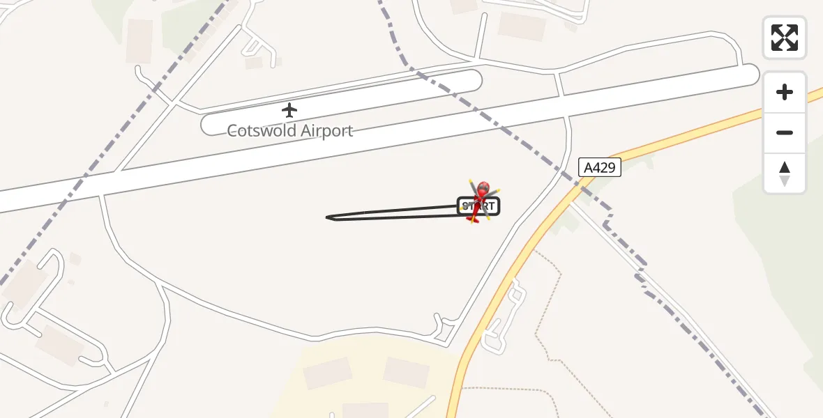 Flight route map: Air Ambulance Helicopter to Cotswold Airport, Cotswold Airport