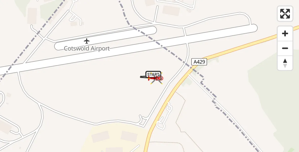 Routekaart van de vlucht: Air Ambulance Helicopter to Cotswold Airport, Cotswold Airport
