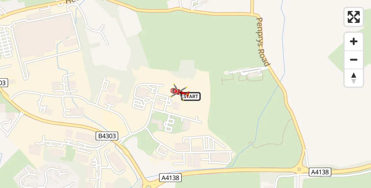 Flight route map: Air Ambulance Helicopter to Dafen, Heol Aur