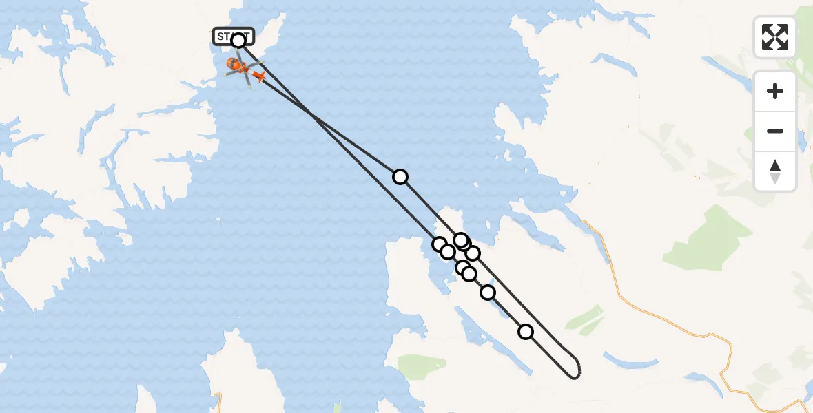 Flight route map: Coastguard Helicopter to Inner Seas, Inner Seas