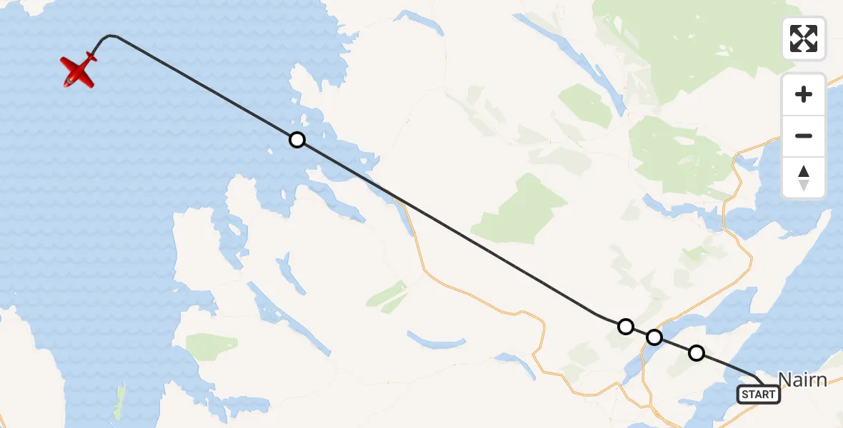 Flight route map: Air Ambulance Aircraft to Inner Seas, Inner Seas