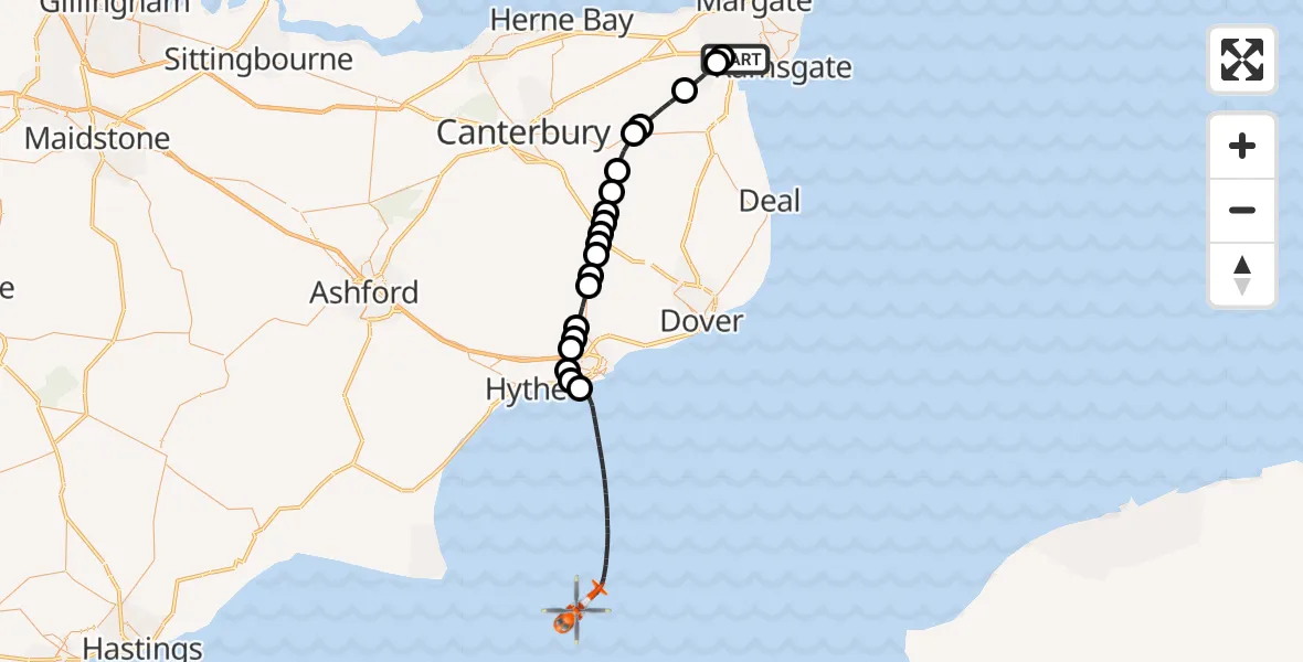 Routekaart van de vlucht: Coastguard Helicopter to English Channel, English Channel