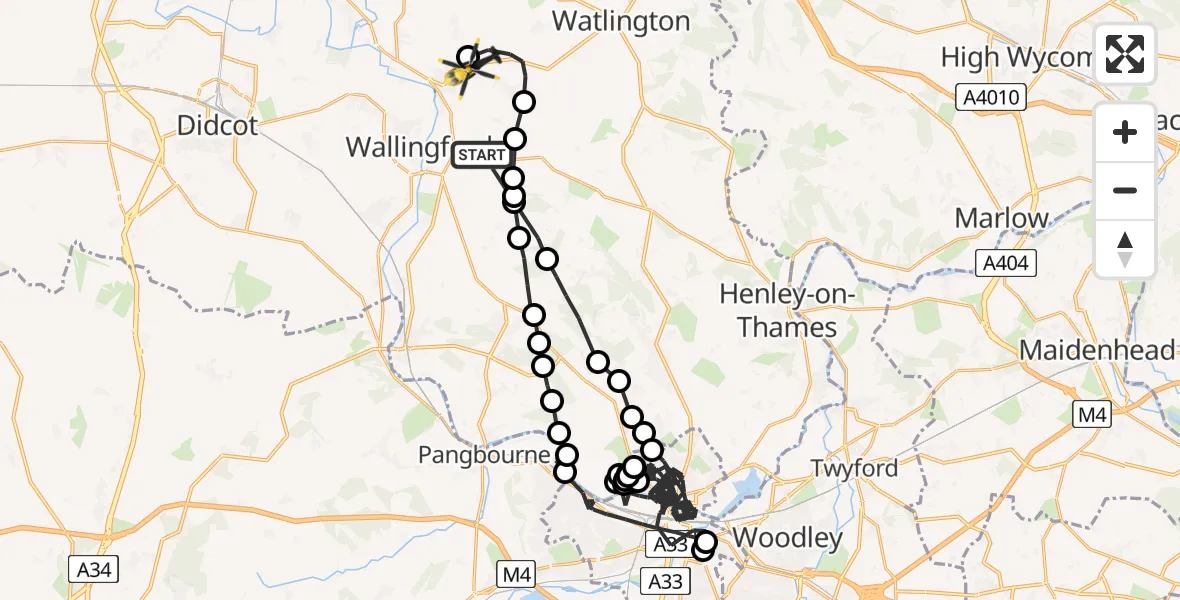 Flight route map: Police Helicopter to Benson, The Sands